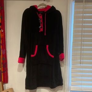 Fashion Nova Black and Pink Hooded Robe
